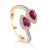 Ruby Red 18k Gold Ruby & Real Diamond Bypass Ring Size 5.5 For Sale - Image 8 of 12