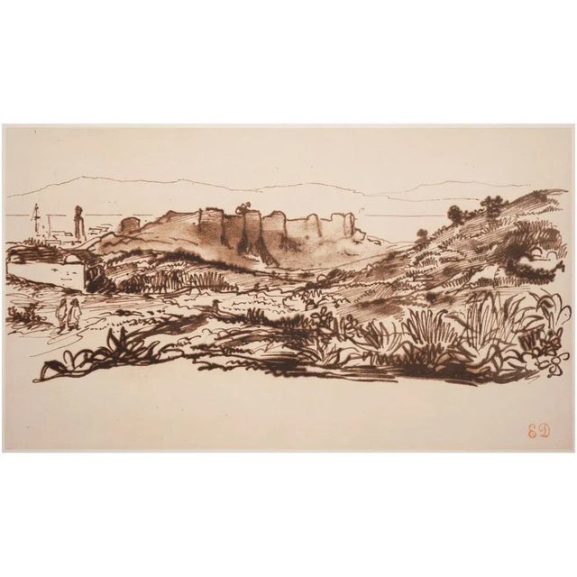 1950s 1959 After Delacroix "The Walls of Tangier", Vintage Hungarian Monochrome Print For Sale - Image 5 of 6