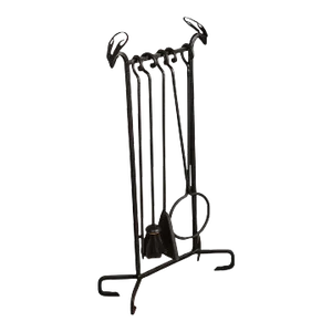Rustic Custom Forged Iron Fireplace Set