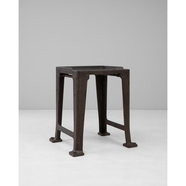 Mid 20th Century French Cast Iron Industrial Work Table With Brass Top For Sale - Image 4 of 18