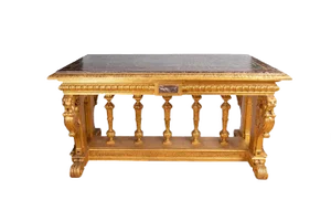 19th Century Renaissance Style Giltwood and Marble Console Table