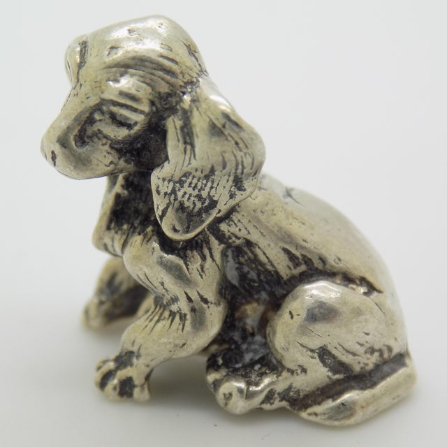 Vintage Italian Handmade Genuine Silver 800 Puppy Dog Figurine, 1970s For Sale - Image 3 of 12