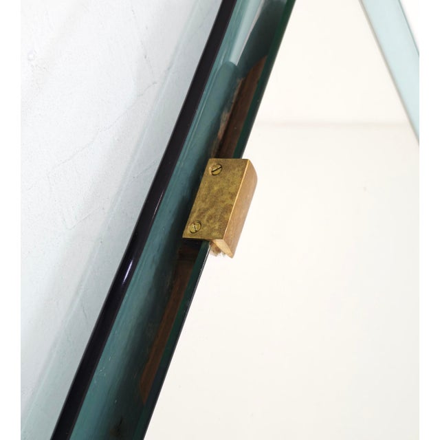 Mid-Century Modern Aquamarine Stained Glass Wall Mirror by Max Ingrand for Fontana Arte, 1950s For Sale - Image 6 of 18