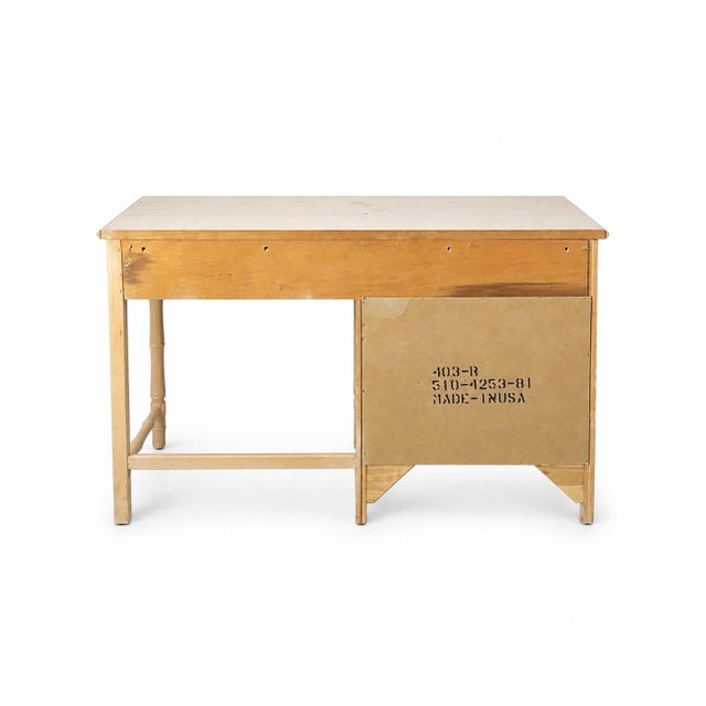 Cream 1970s Broyhill Faux Bamboo Writing Desk With Cane-Back Chair For Sale - Image 8 of 8