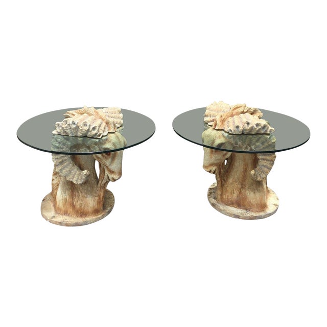 Pair of Mod Zodiac Ram's Head Tables For Sale