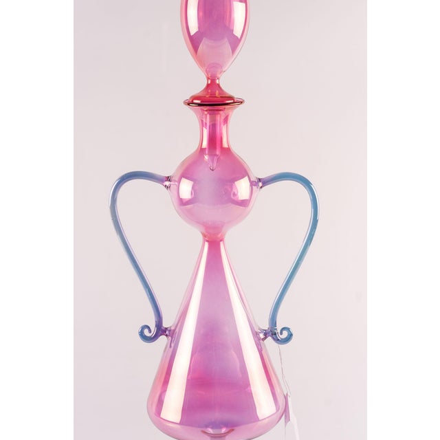 Italian Mouth Blown Glass Bottle by Parise Vetro For Sale - Image 3 of 8