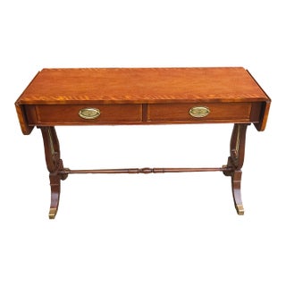 Baker Furniture George III Style Crossbanded Mahogany Drop-Leaf Console / Sofa Table For Sale