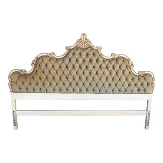 Vintage Louie XV Style French Tufted King Size Headboard For Sale