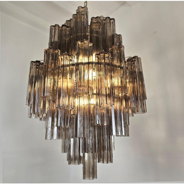 1990s Large Brown Tronchi Murano Glass, Mid Century Chandelier For Sale - Image 4 of 15