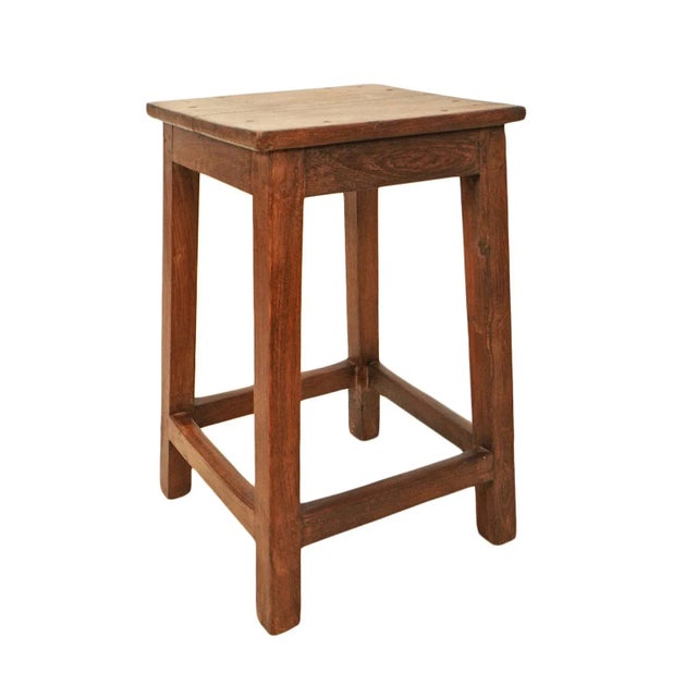 Brown Simple Teak Stool For Sale - Image 8 of 8