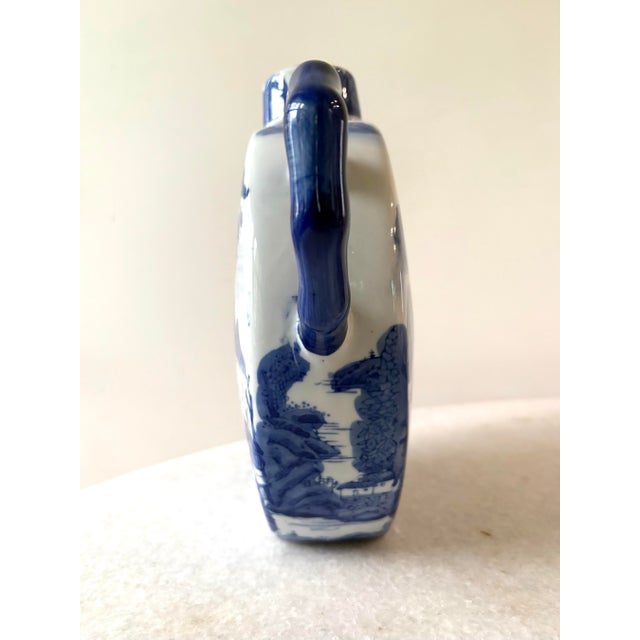 Large blue and white vintage teapot, wonderful for flower vase or home decor