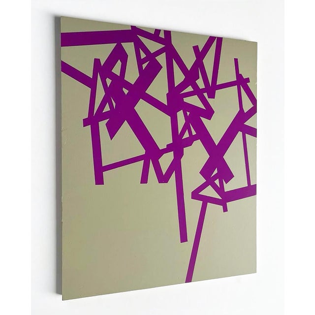 Abstract Contemporary Abstract Acrylic and Oil on Panel Painting "Untitled 2024 (Purple-Beige) " by Jasper Van Der Graaf For Sale - Image 3 of 5