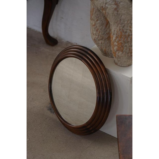 Vintage Round Wooden Decorative Wall Mirror, 1950s For Sale - Image 18 of 18