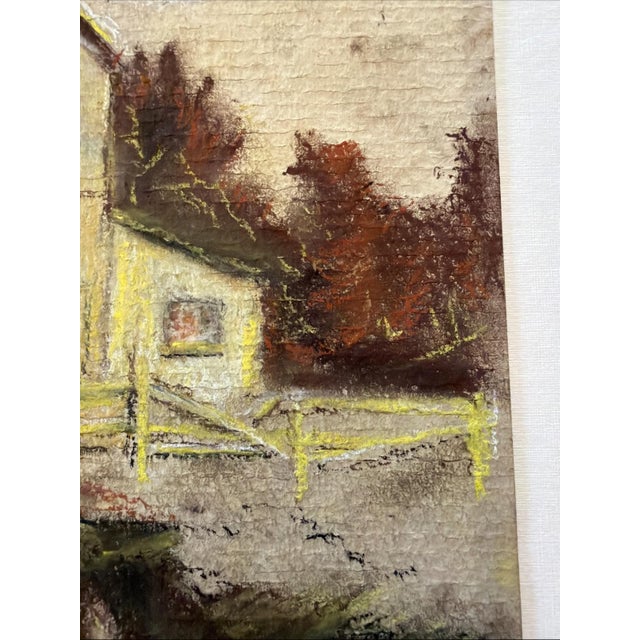 Original Mid Century Pastel Sketch Architectural Study Barn Framed 9x12 For Sale - Image 4 of 11