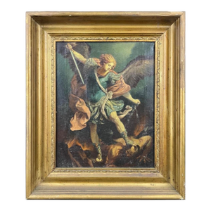 After Guido Reni, "The Archangel Michael Defeating Satan" Oil on Canvas Painting