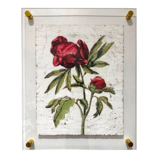 Red Peony - Hand Textured Red Flower For Sale