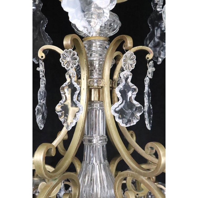 French Antique Louis XV Crystal & Brass Chandelier For Sale - Image 3 of 12