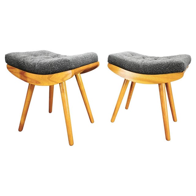 Mid-Century Maple Stools, Former Czechoslovakia, 1960s, Set of 2 For Sale - Image 9 of 9