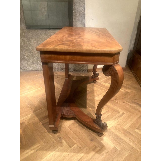 Tan Italian Art Nouveau Wooden Console Table For Sale - Image 8 of 14