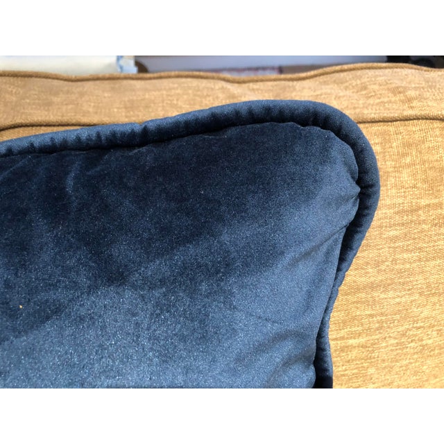 Navy Blue Velvet Pillows- a Pair For Sale - Image 4 of 6