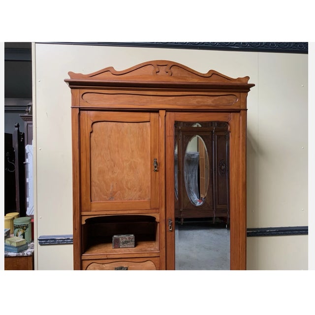 Wood Antique Art Nouveau Linen Cupboard, 1910 For Sale - Image 7 of 9