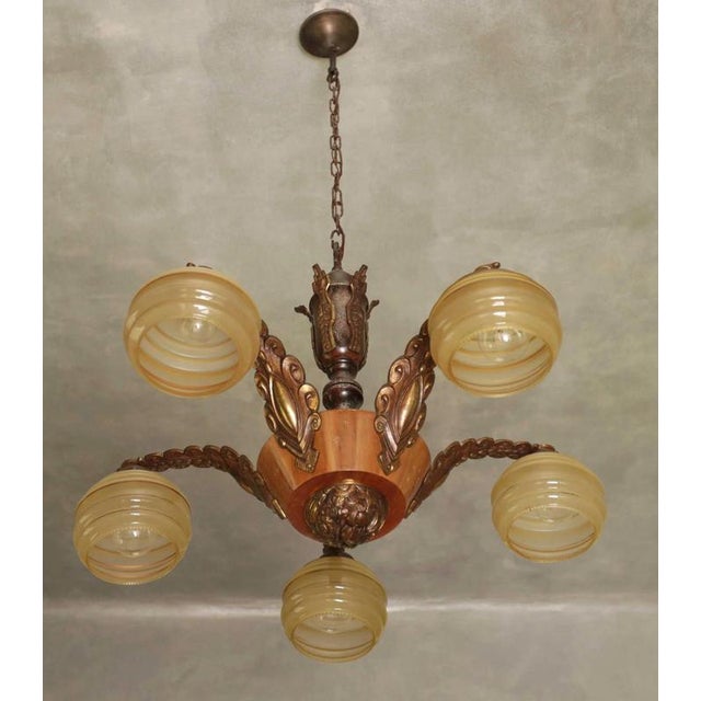 2000 - 2009 Antique Art Deco Chandelier For Sale - Image 5 of 5