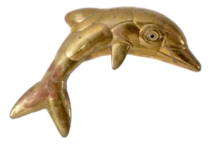 Mid-Century Brass Dolphin Wall Hanging
