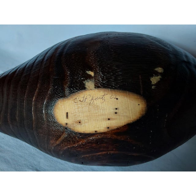 Vintage Hand Carved Wood Duck Decoy, Primitive, Signed For Sale - Image 6 of 6