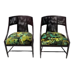 Barbara Barry Classic Curve Cane Arm Chairs by McGuire Furniture - Set of 2