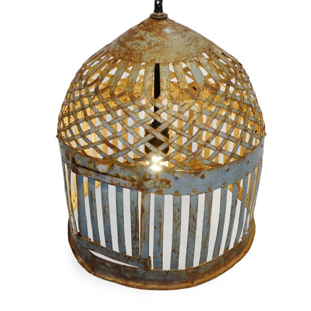 Industrial Basket Cage Lantern For Sale - Image 3 of 7