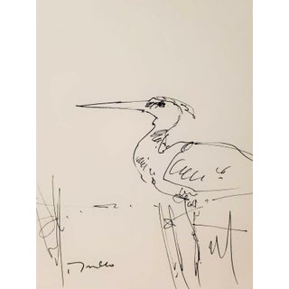 Contemporary Minimalist Ink Drawing of a Bird by Jose Trujillo For Sale