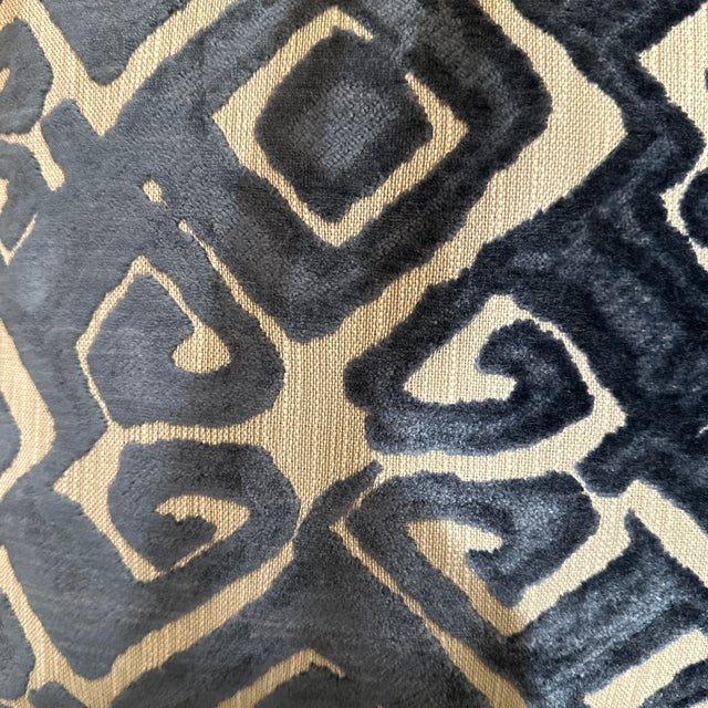 Handcrafted decorative pillow case. Blue tribal velvet and natural solid linen back. 14”X20”. Invisible zipper. Selling...