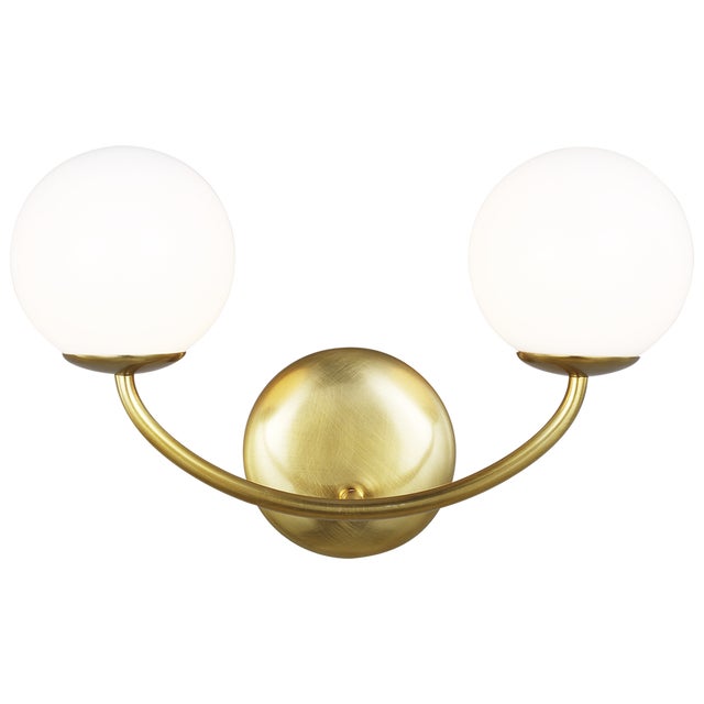 Contemporary AERIN By Visual Comfort Studio Galassia 2-Light Vanity Fixture in Burnished Brass For Sale - Image 3 of 3