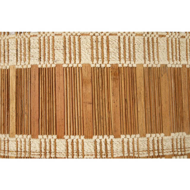 Maria Kipp Handwoven Lampshade With Ivory Plaid Bands Over Natural Raffia, 1960s For Sale In Los Angeles - Image 6 of 8