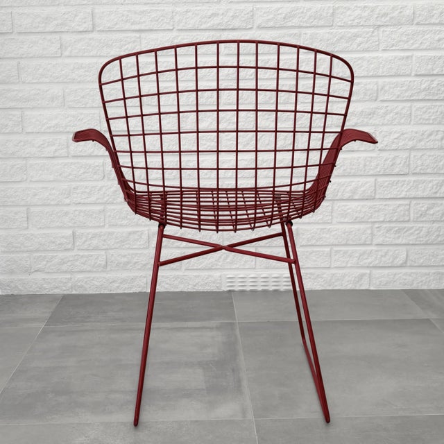 1960s Mid-Century Modern Red Painted Steel Wire Chair, Sweden, 1960s For Sale - Image 5 of 12