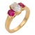 Vintage Gia 1.04 Carat Old Mine Cut Diamond Ruby 18k Gold Three Stone Ring, Size 5.75 For Sale