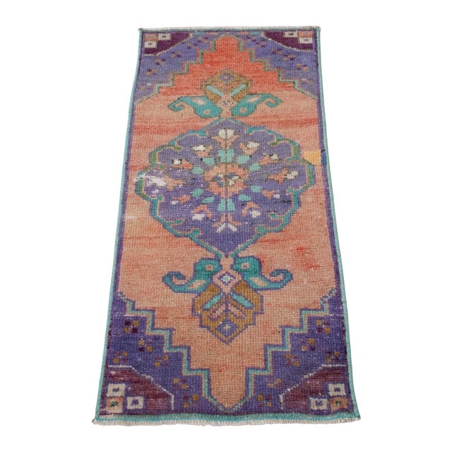 Textile Hand Knotted Door Mat, Entryway Rug, Bath Mat, Kitchen Decor, Small Rug, Turkish Rug - 1′4″ × 2′11″ For Sale - Image 7 of 15