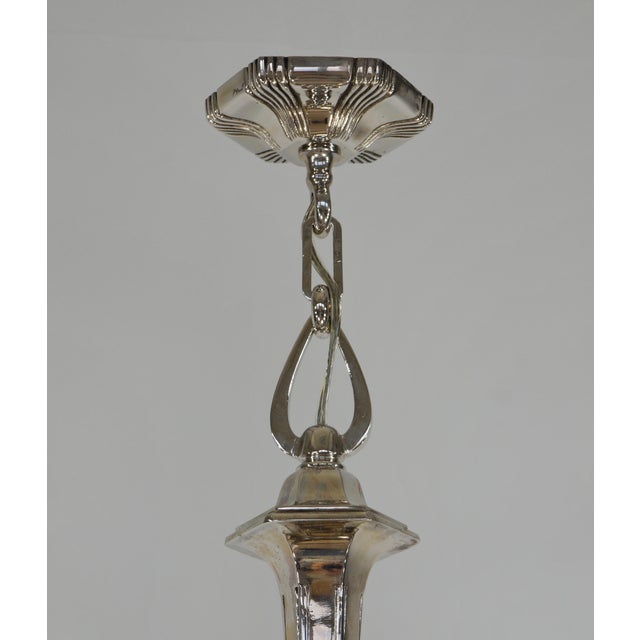 Silver French Art Deco Chandelier by Degue 1930 France For Sale - Image 8 of 12