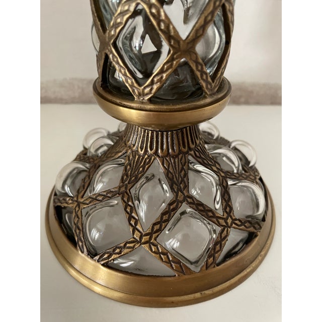 Vintage brass and bubbled beveled glass candle holders from India set of two. These candle holders are stunning and...