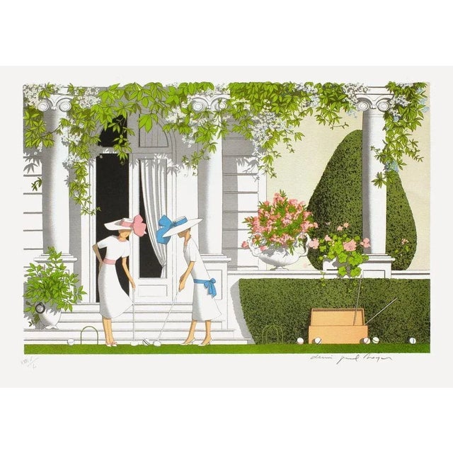 Denis-Paul NOYER VILLAS - LE CROQUET 1985 lithograph on BFK Rives paper signed and numbered in pencil 21.3 x 29.9 in...