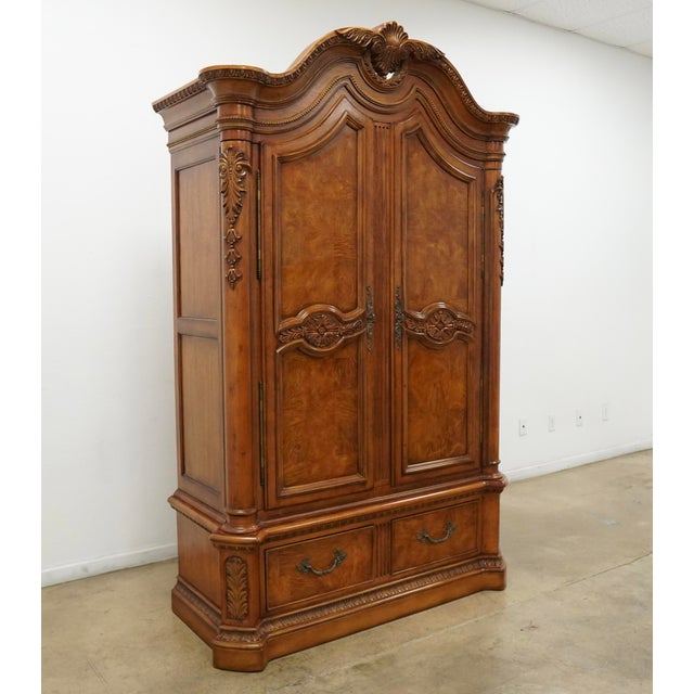 Rococo Vintage Rococo Revival Burl Wood Armoire For Sale - Image 3 of 18