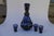 Vintage Mid Century Cobalt Blue Silver Overlay Painted Decanter Set- 4 Pieces For Sale - Image 13 of 13
