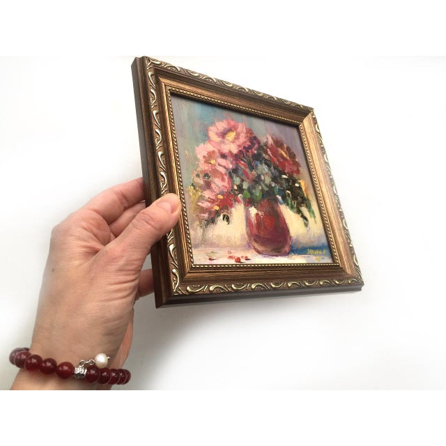 2020s Framed Floral Original Painting Pink Daisies Bouquet Art Decor by Valeriya Serova For Sale - Image 5 of 12