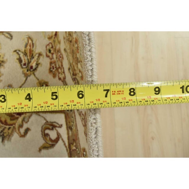 Agra Rug 6'2'' X 9'6'' Cream Wool/Silk Traditional Hand-Knotted Oriental Carpet For Sale - Image 11 of 12
