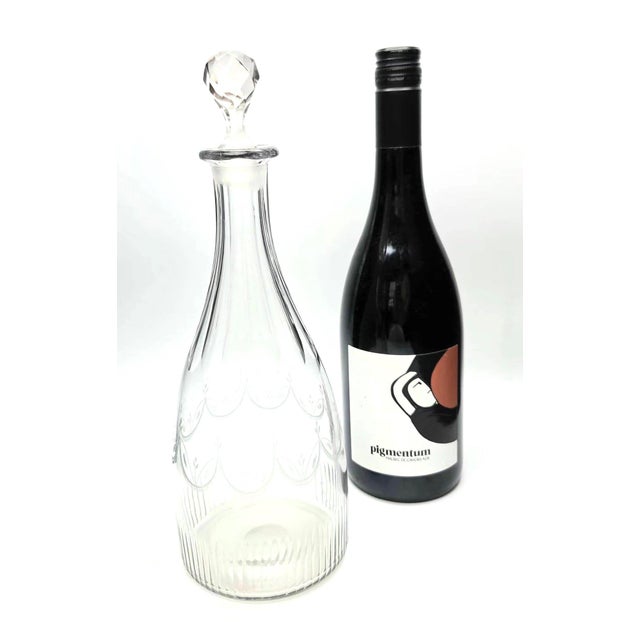 Glass Antique Etched Crystal Decanter With Stopper For Sale - Image 7 of 12