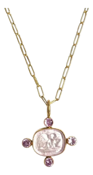 Petite Guardian Angel Intaglio Necklace (Blush)