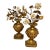 Antique Italian Gilded Wood Middle Urns With Metal Flowers- A Pair For Sale