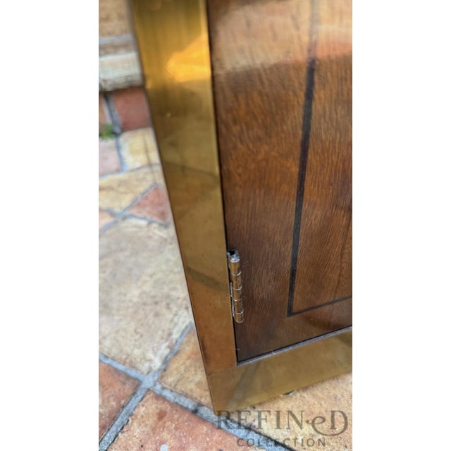 Pair of Mastercraft Grand Rapids Brass-Banded Walnut Nightstands, Circa 1970s–1980s For Sale - Image 14 of 17