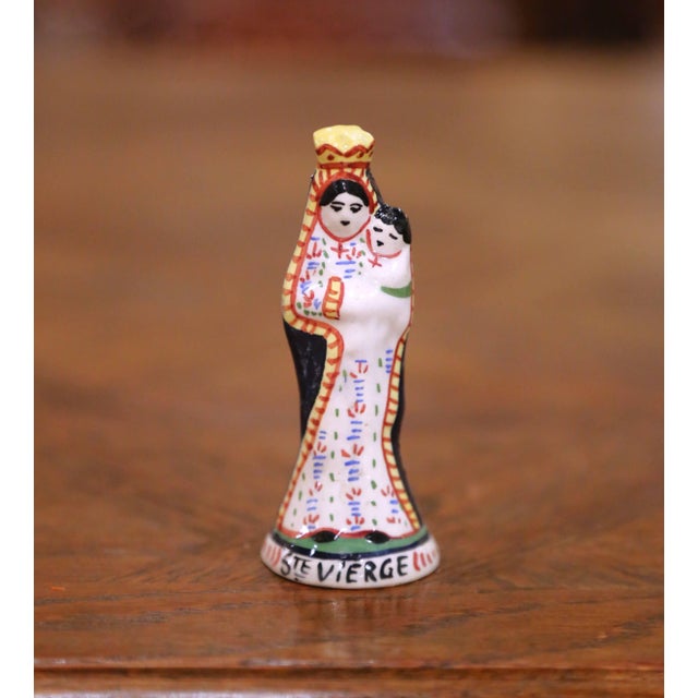 19th Century French Quimper Faience Virgin Mary and St. Anne Figures, Set of Six For Sale - Image 10 of 16