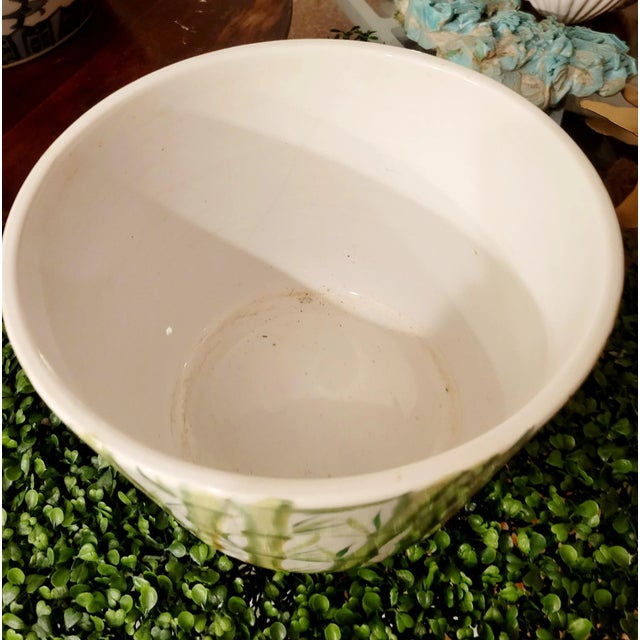 A very large ceramic Italian bamboo painted planter flower pot. The pot is nice and big. It's perfect for a faux plant or...